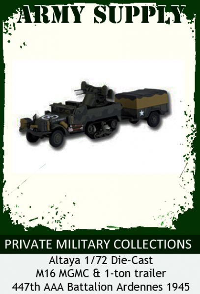 Altaya WWII 1/72 M16 MGMC & 1 ton trailer Bélgica 1945